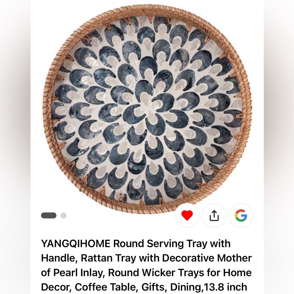 Brand New Round Serving Tray with Handle